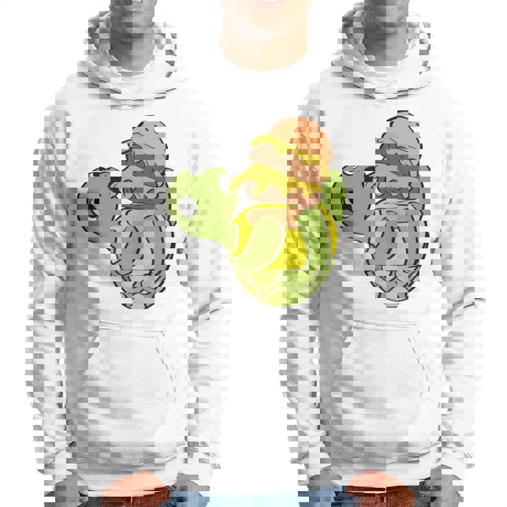 ハンバーガーを食べるかわいいカメ 面白いハンバーガー 長袖tシャツ パーカー