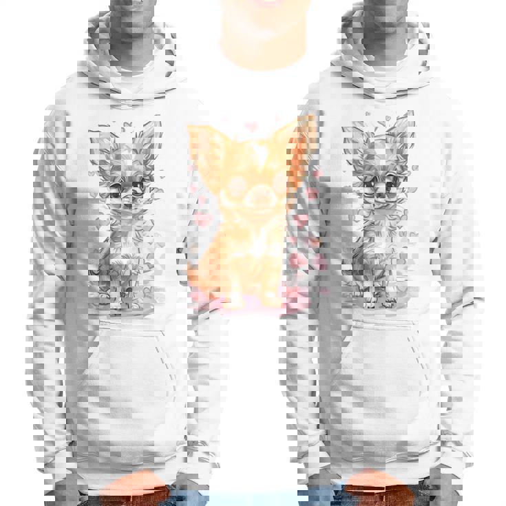 ハートに囲まれた愛らしいチワワ パーカー