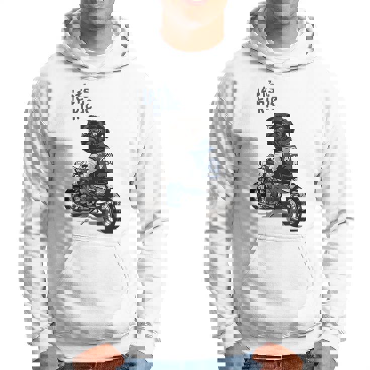 バイクに乗る面白いパグ犬レッツライド パーカー