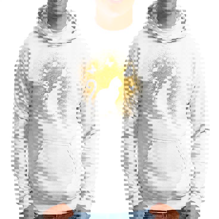 バックプリントの猫のシルエット パーカー