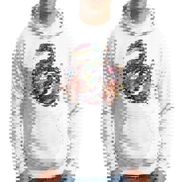 パイソン 蛇 フローラルボール パイソン タトゥーフラワー 蛇好き パーカー