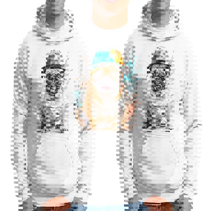 パグ、スナップバック キャップ、犬、カラフル、面白い、動物プリント パーカー