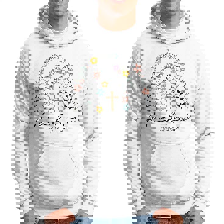 ヒ・イズ・ライゼン・フラワーズ・レインボー・ジーザス パーカー