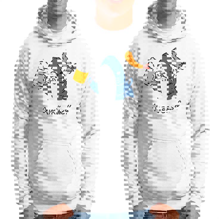 ビールとエビフライとサメ色付き パーカー