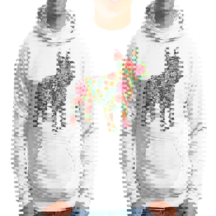 フレンチ ブルドッグ フラワー フローラル フレンチ ドッグ シルエット 犬 ペット パーカー