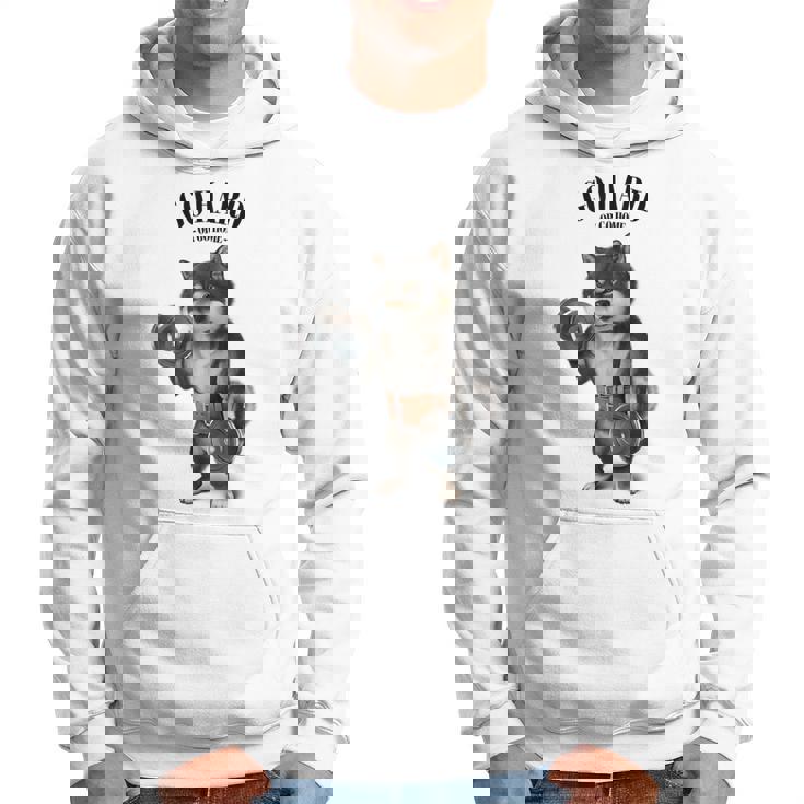 ブラック柴犬 筋トレ ダンベル付き フィットネスジム パーカー