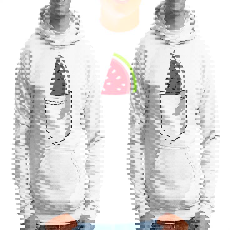 ポケットに入ったスイカのポケットプリントの面白いスイカ。 パーカー