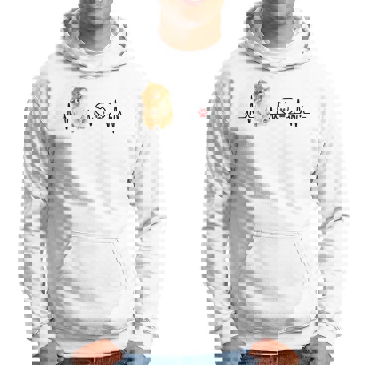 ポメラニアン Ekg ハートビートハートライン 肉球プリント パーカー