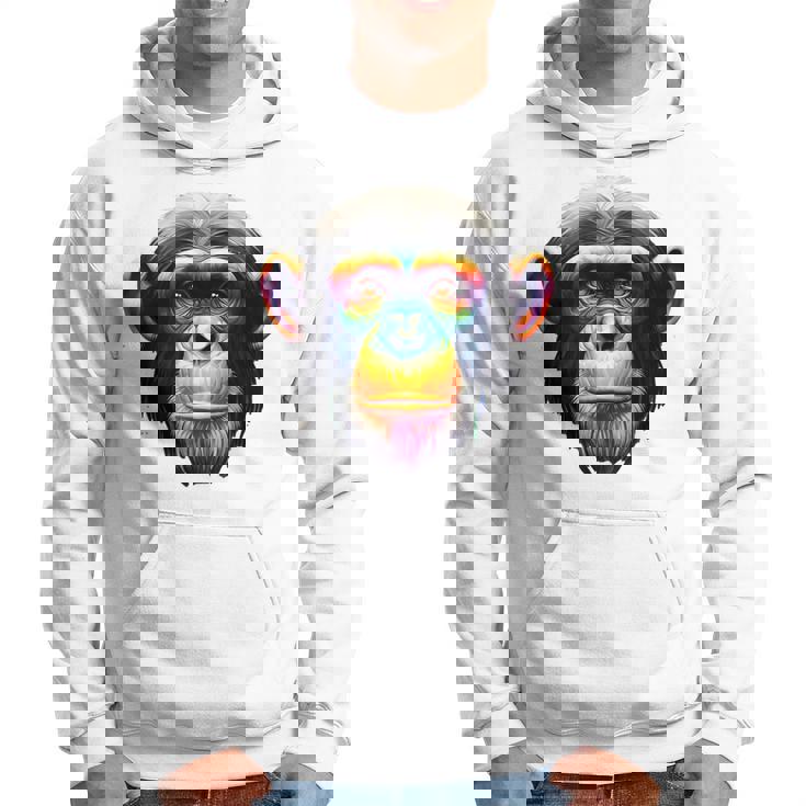 マルチカラー アート カラフル チンパンジー パーカー