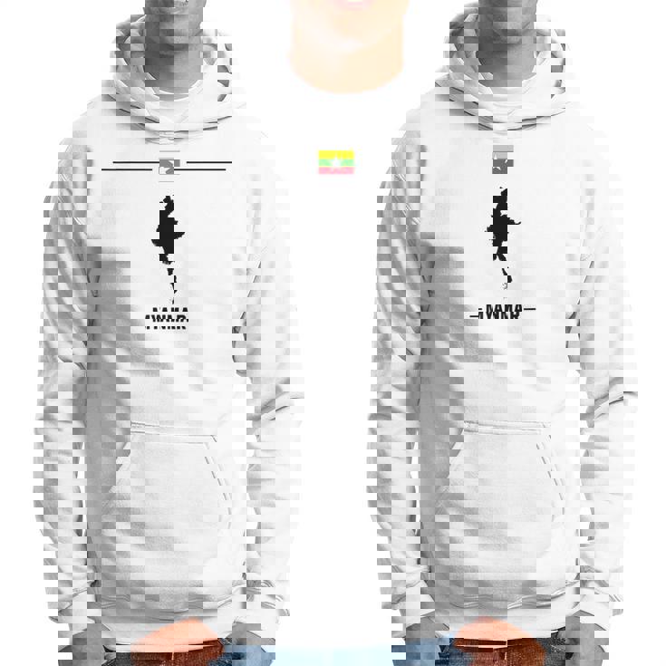 ミャンマーの地図と国の名前が付いたビルマの国旗 パーカー