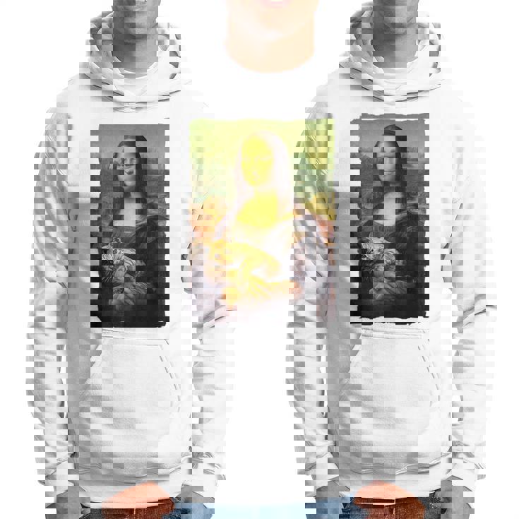 モナ・リザとオレンジ色の猫 面白いアートの絵 パーカー