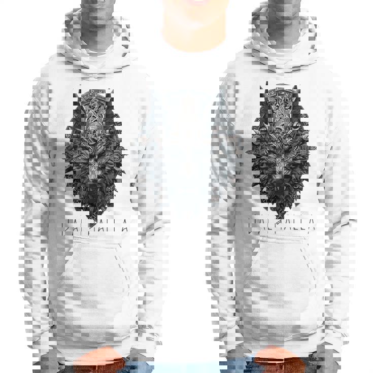 ヴァルハラ ウルフマスク オーディン ルーン文字 北欧コンパス バイキング メンズ レディース 長袖tシャツ パーカー