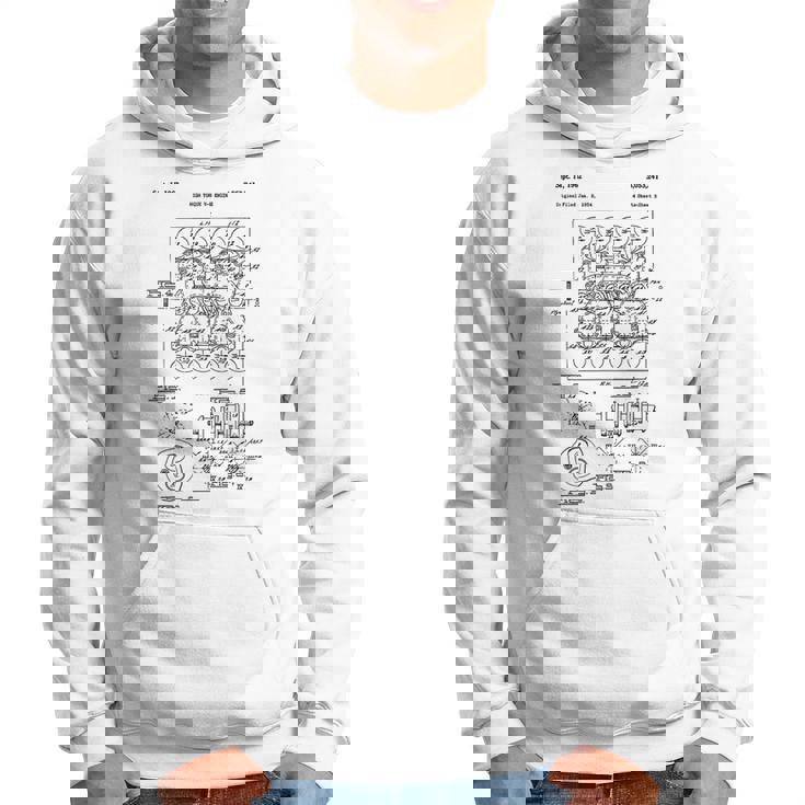 ヴィンテージエンジンブロックの青写真図–メンズカーグラフィック パーカー