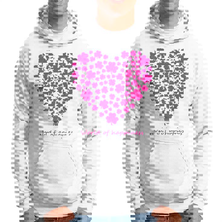 世界中の幸せを願う 可愛い ハート ピンク クローバー 反戦 平和 バックプリント パーカー