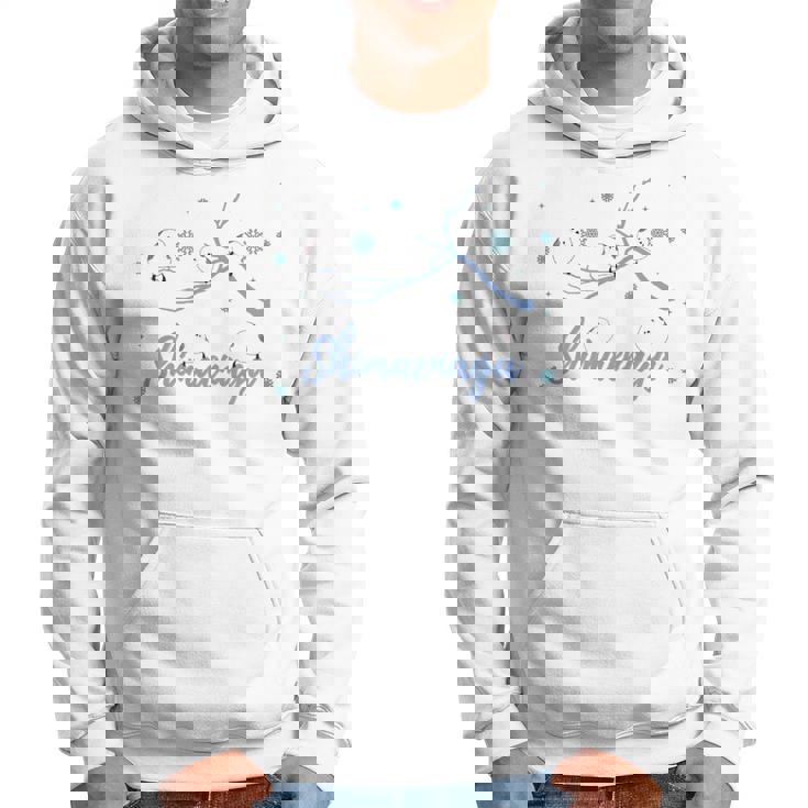 北海道 冬の風景 シマエナガのイラスト 雪の結晶 可愛い小鳥 長袖tシャツ パーカー