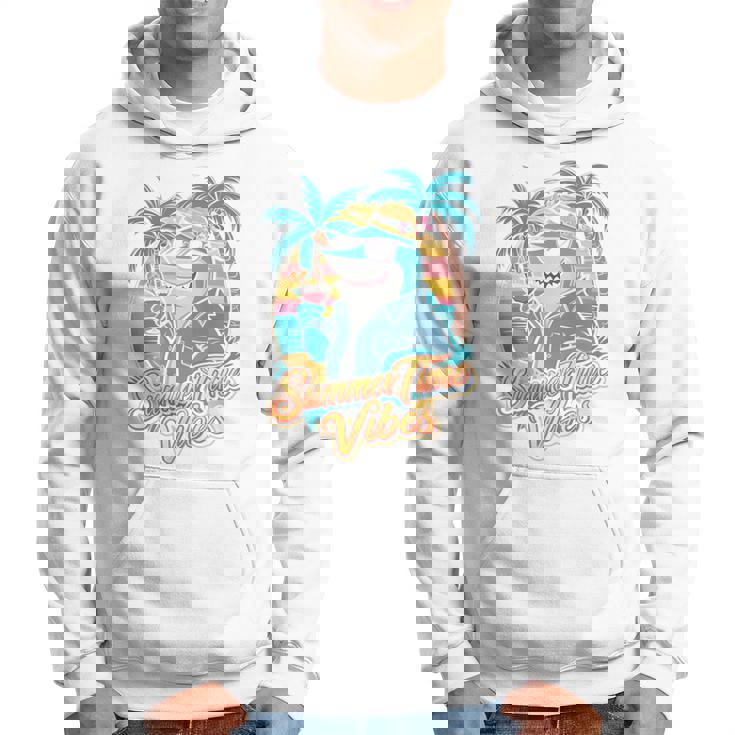 夏休み サメ ビーチ トロピカル サンセット ヤシの木 長袖tシャツ パーカー