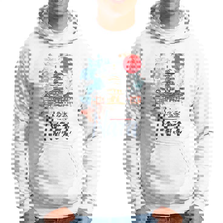 奈良 日本 市街地 旅行 お土産 和 水彩 行楽 パーカー