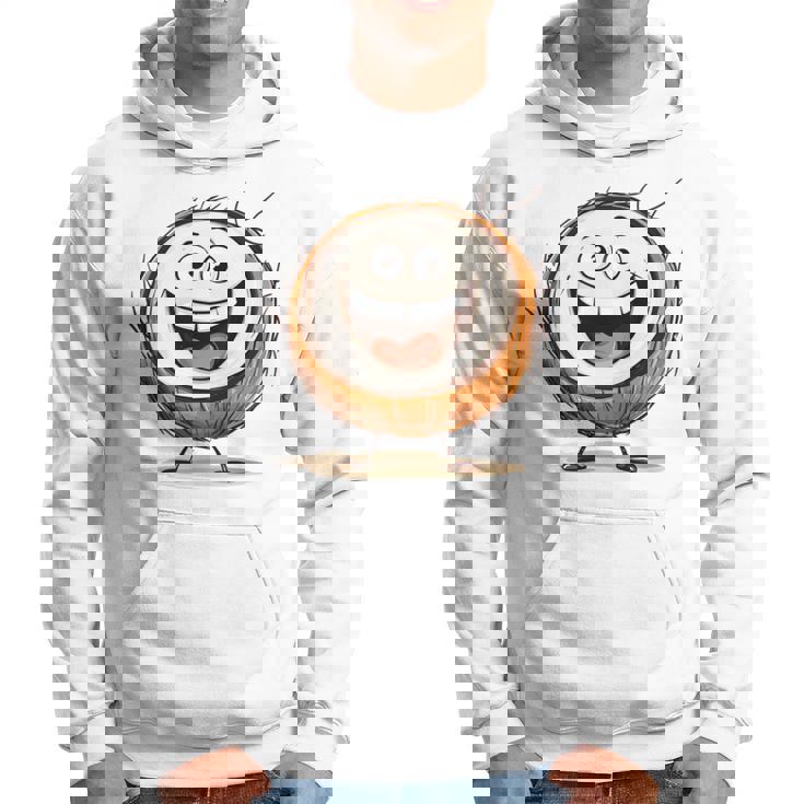 幸せな笑顔のココナッツの顔の漫画 長袖tシャツ パーカー
