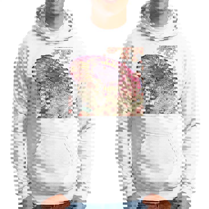 振り返る娘 見返り美人 日本美人 花街 浮世絵 桜 花 奇麗 赤 バックプリント パーカー