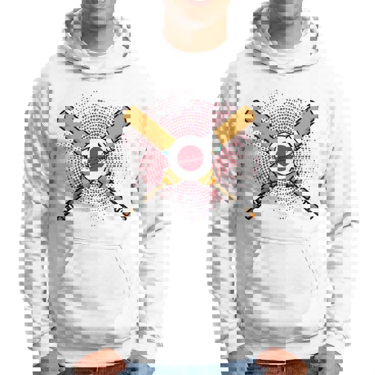 日本のクリケットラケットとボールの旗 長袖tシャツ パーカー