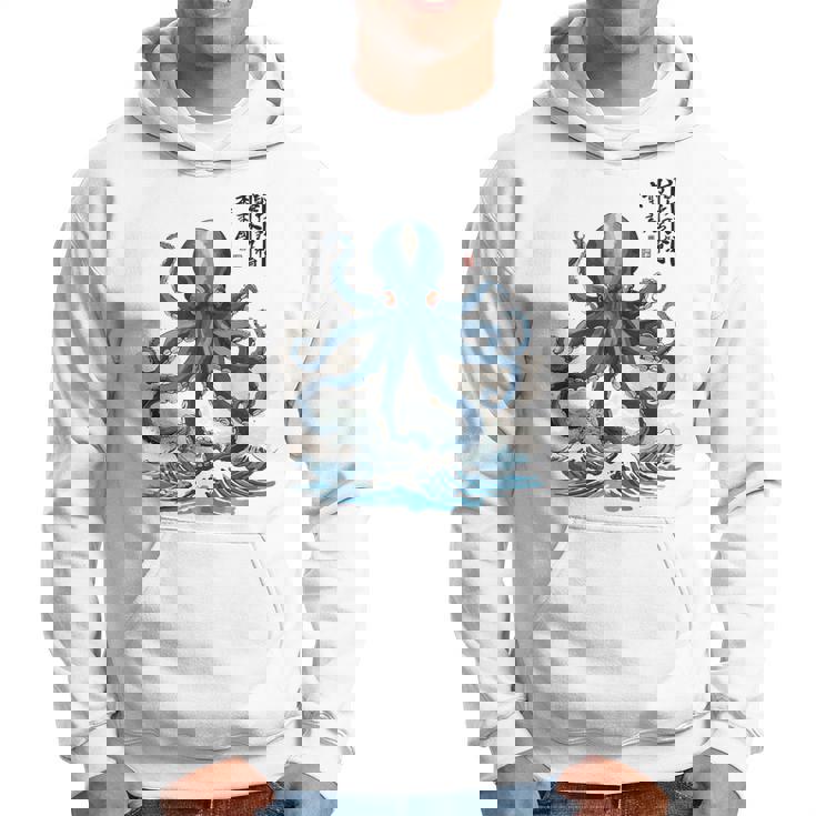 日本のタコ浮世絵 海の美 木版画 パーカー