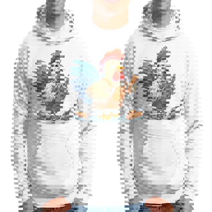 木彫りの鶏、かわいいデザイン パーカー