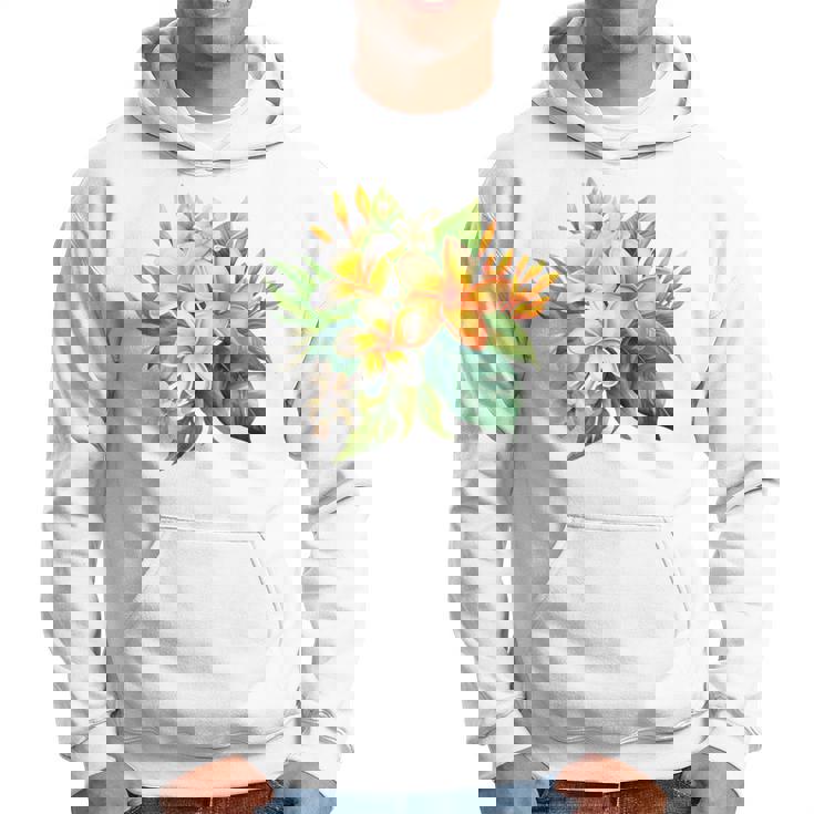 水彩 プルメリア ブーケ シャツ ハワイアン トロピカル フローラル パーカー