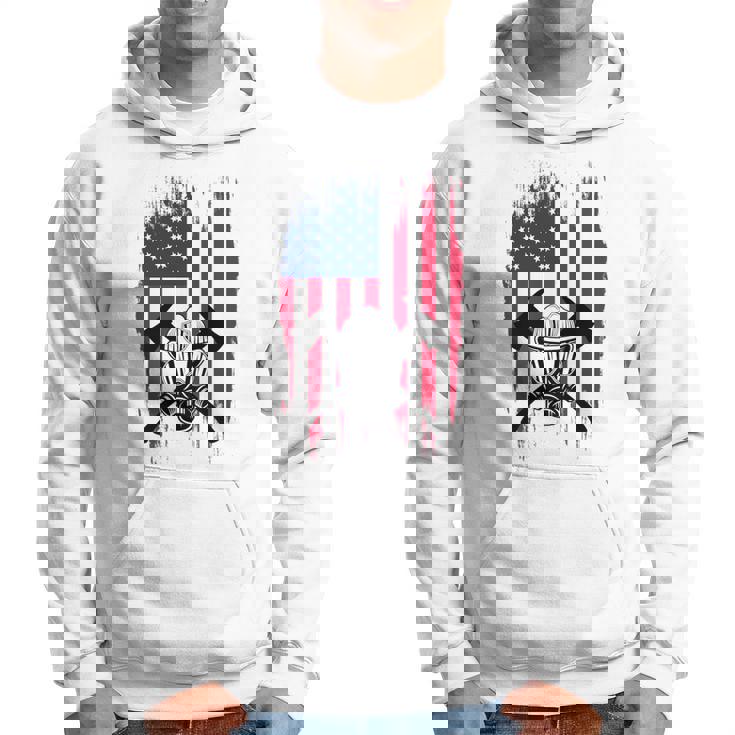 消防士 アメリカ国旗 7月4日 男性 お父さん 消防士 長袖tシャツ パーカー