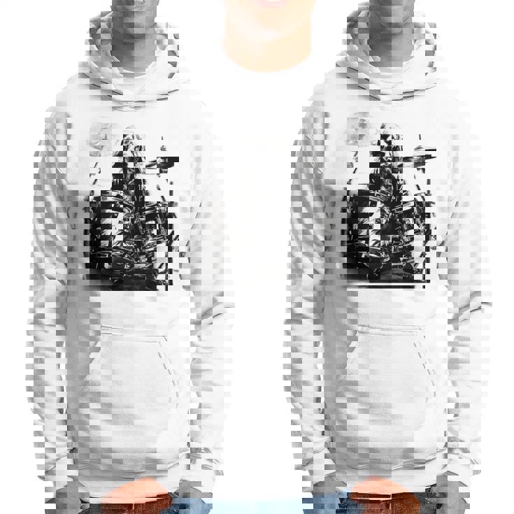 犬がドラムを叩く 長袖tシャツ パーカー