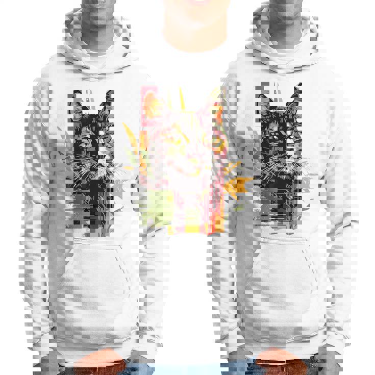 猫 抽象的 かわいい アート ポートレート 動物 恋人 グラフィック 猫 パーカー