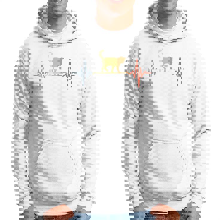 猫心電図心拍オールドスクールルックアニマル 長袖tシャツ パーカー