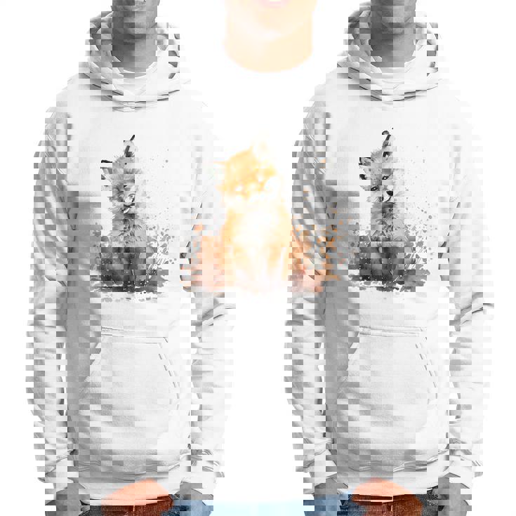 笑顔 水彩 キツネ 森林 動物 パーカー