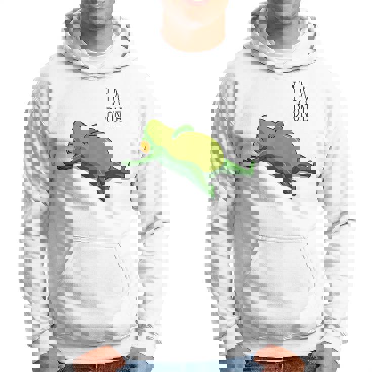 終わった、リラックスしているカエル、カエル好きの面白いカエル、カエル パーカー