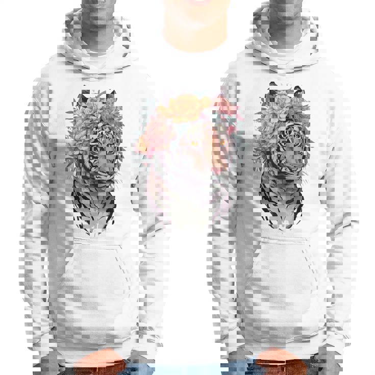 花柄 水彩 虎 花 王冠 虎好き パーカー