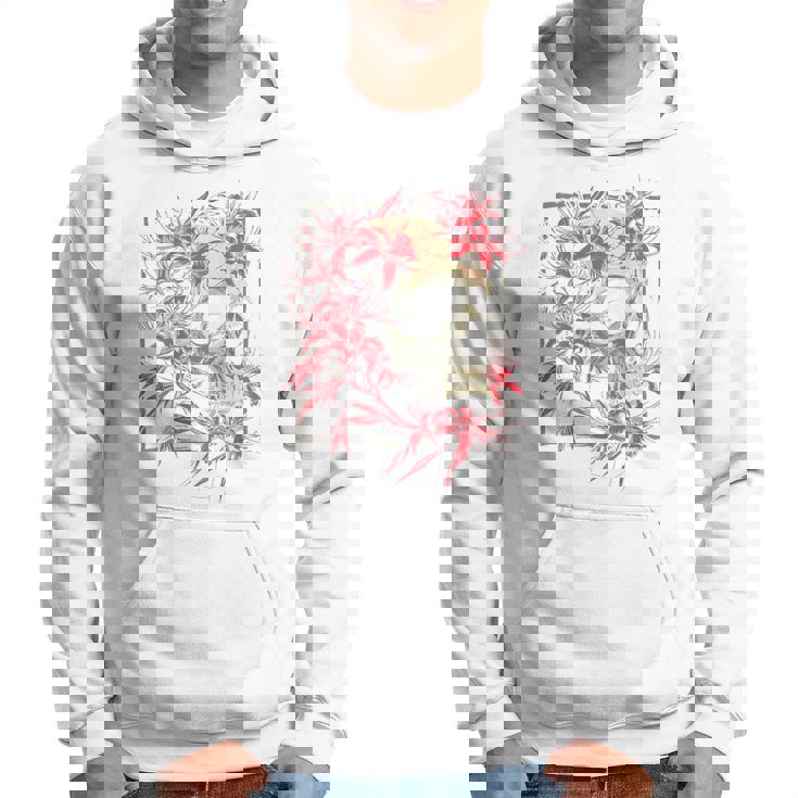 赤いクモのユリの花 日本の頭蓋骨 オタクのバックプリント パーカー