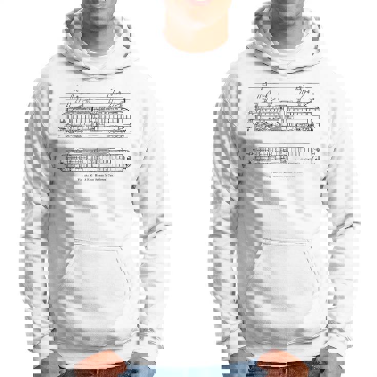 電車 ヴィンテージ 青写真 図 グラフィック 電気機関車 パーカー