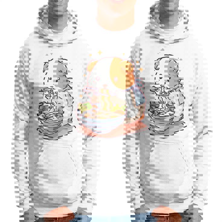 面白いモルモット 箸でラーメンを食べる アニメ 長袖tシャツ パーカー