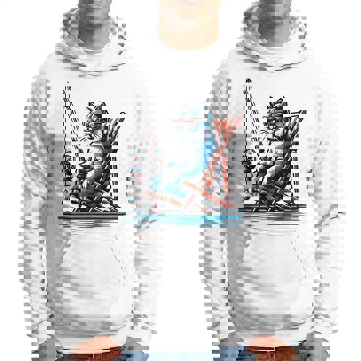 面白い釣り猫ロッドとリール Lets Go 釣り 猫釣り 長袖tシャツ パーカー