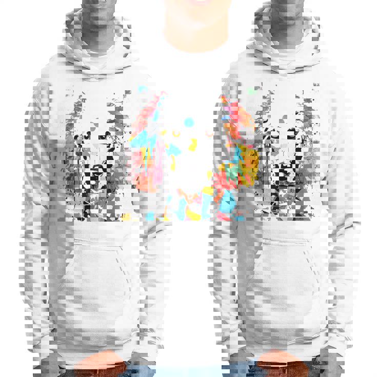 鮮やかな犬のアート スプラッシュカラー 抽象画 パーカー