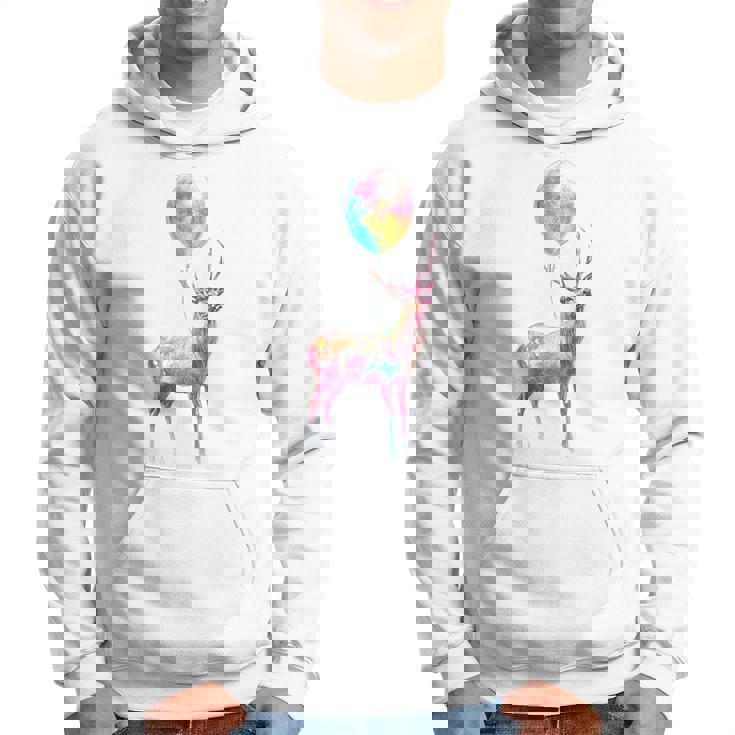 鹿 カラフル モチーフ 抽象 動物 プリント アート 鹿 パーカー