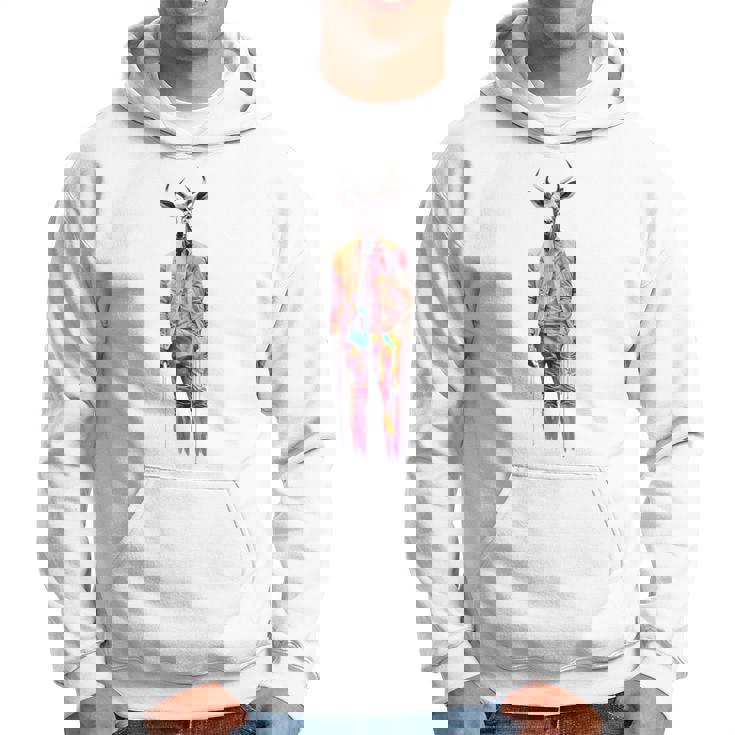 鹿 人間 アート カラフル 動物 絵画 グラフィック 鹿 パーカー