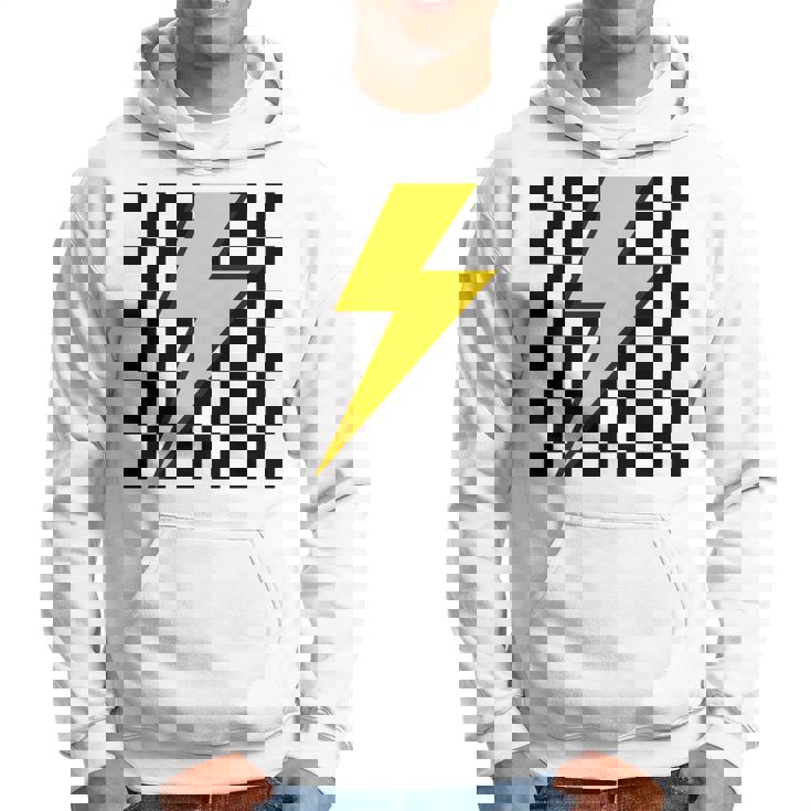 黄色の稲妻チェッカー審美的レーシング 長袖tシャツ パーカー