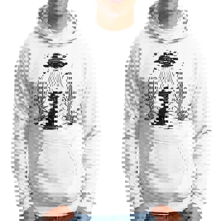 黒猫 カウボーイハット ウェスタン Ufo エイリアン 面白い かわいい パーカー