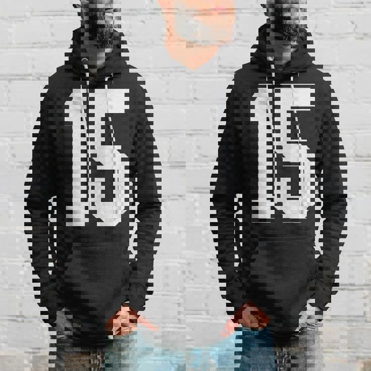 15番のカレッジスポーツスタイル。ホワイト。 パーカー 彼への贈り物