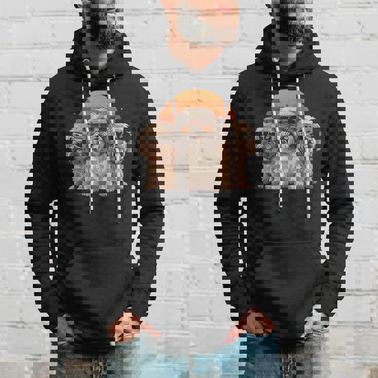 3匹のかわいい犬 ラサ・アプソ シーズー クール サングラス付き パーカー 彼への贈り物