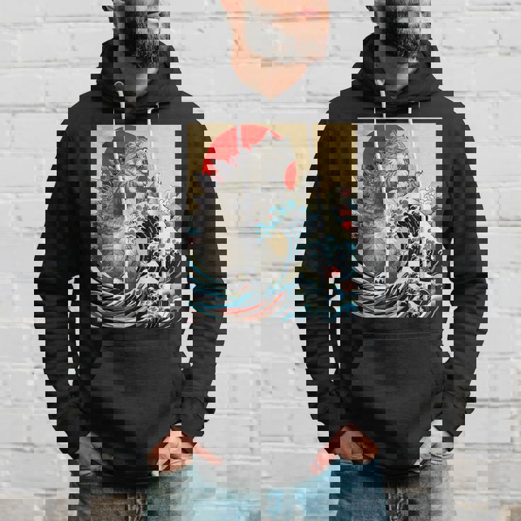 Catzilla 猫日本美術面白い猫 パーカー 彼への贈り物