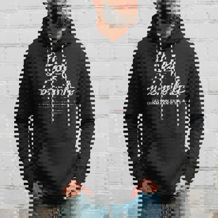 メンズ Chef De Family おもしろフランス語 父の日 パーカー 彼への贈り物