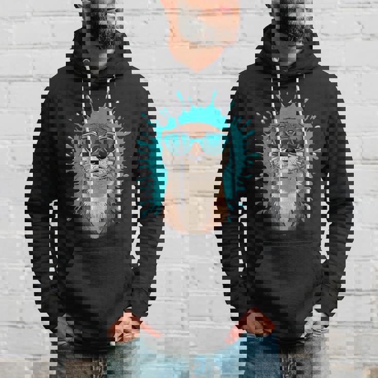 Chill Otteribes 面白いカワウソサングラスデザイン パーカー 彼への贈り物