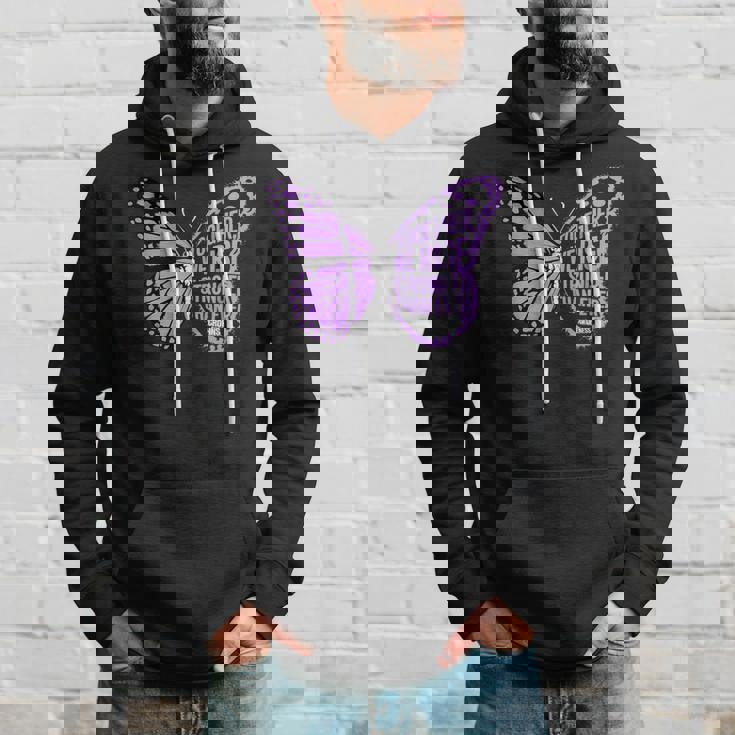 Crohns Awareness Together We Rise パープルリボン バタフライ パーカー 彼への贈り物