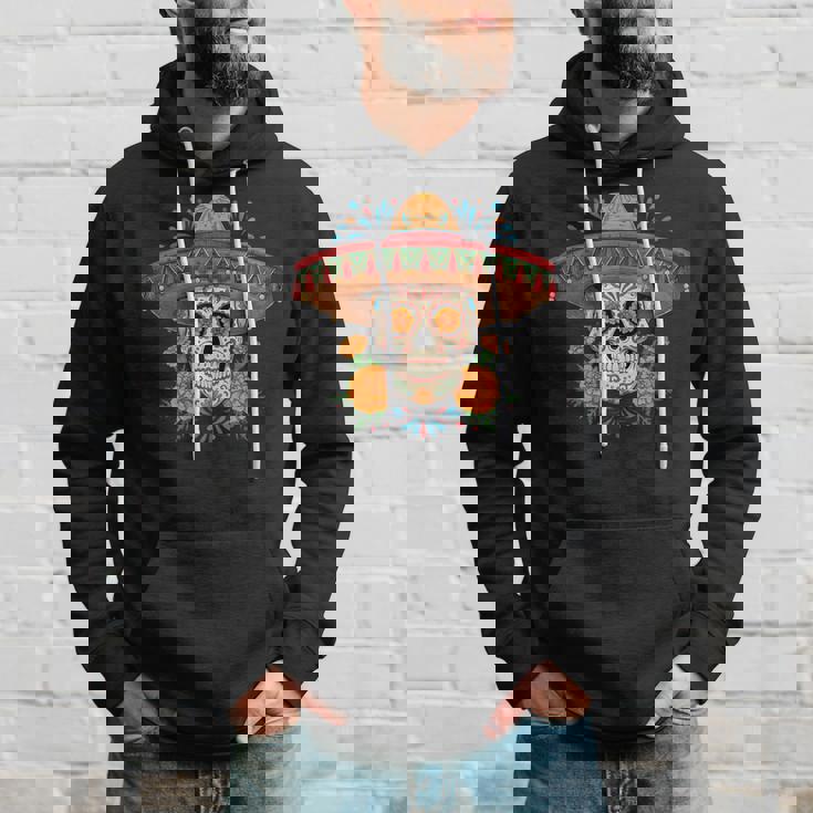 Dia De Los Muertos スカルとマリーゴールド パーカー 彼への贈り物